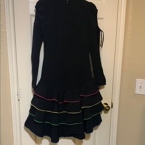Girls Black Dress with Colorful Trim